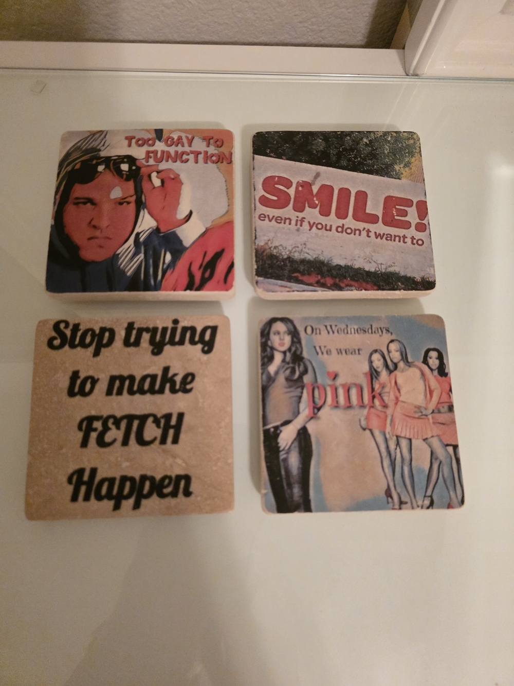 Vintage Set of 4 Vintage Pop Quote Coasters - Mean Girls Movie